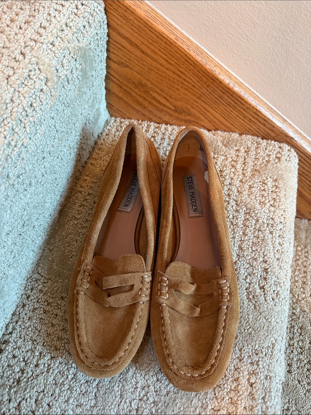 Steve Madden Suede Penny Loafers in Tan